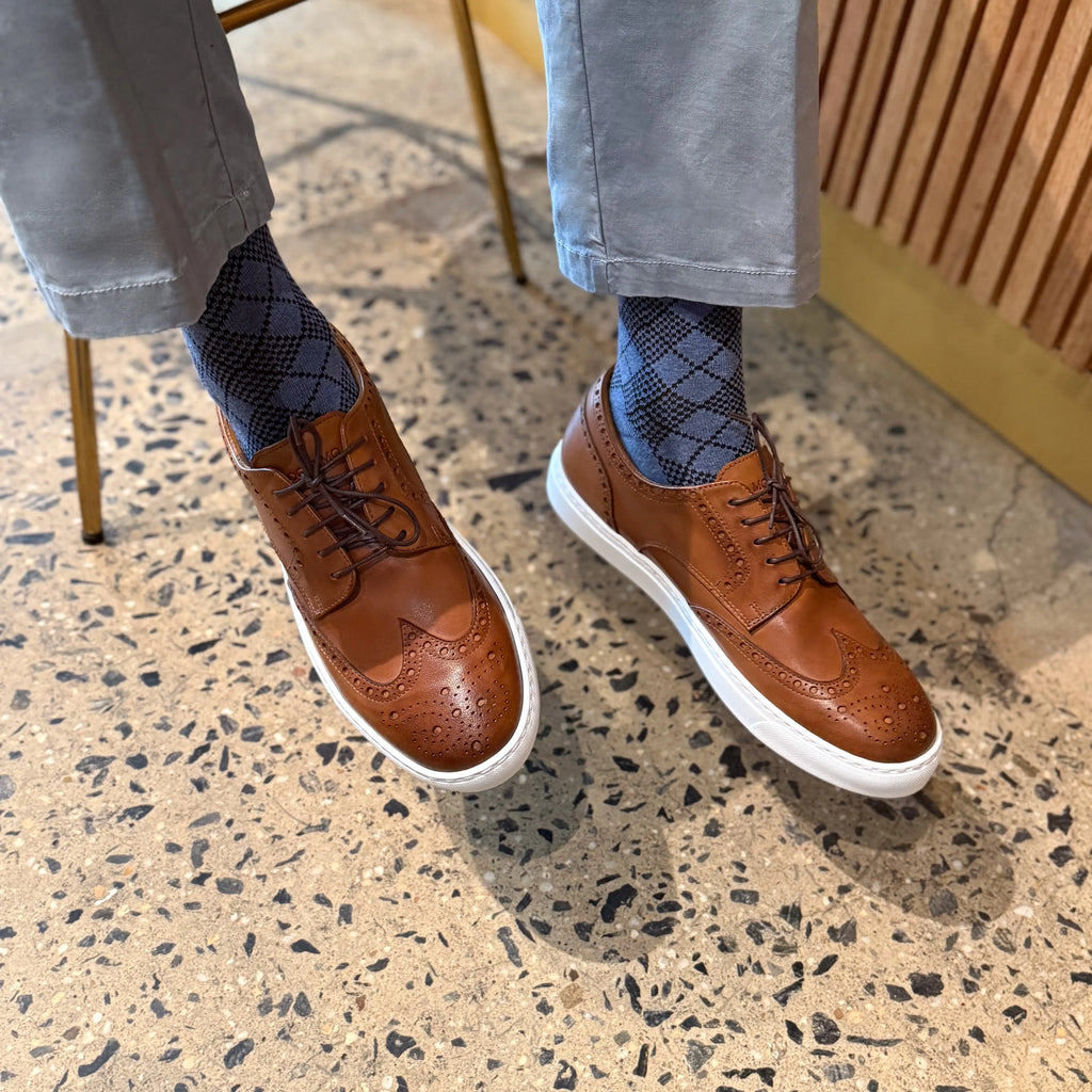 Men's Don Giovanni Wingtips - Cognac w/ White Sole