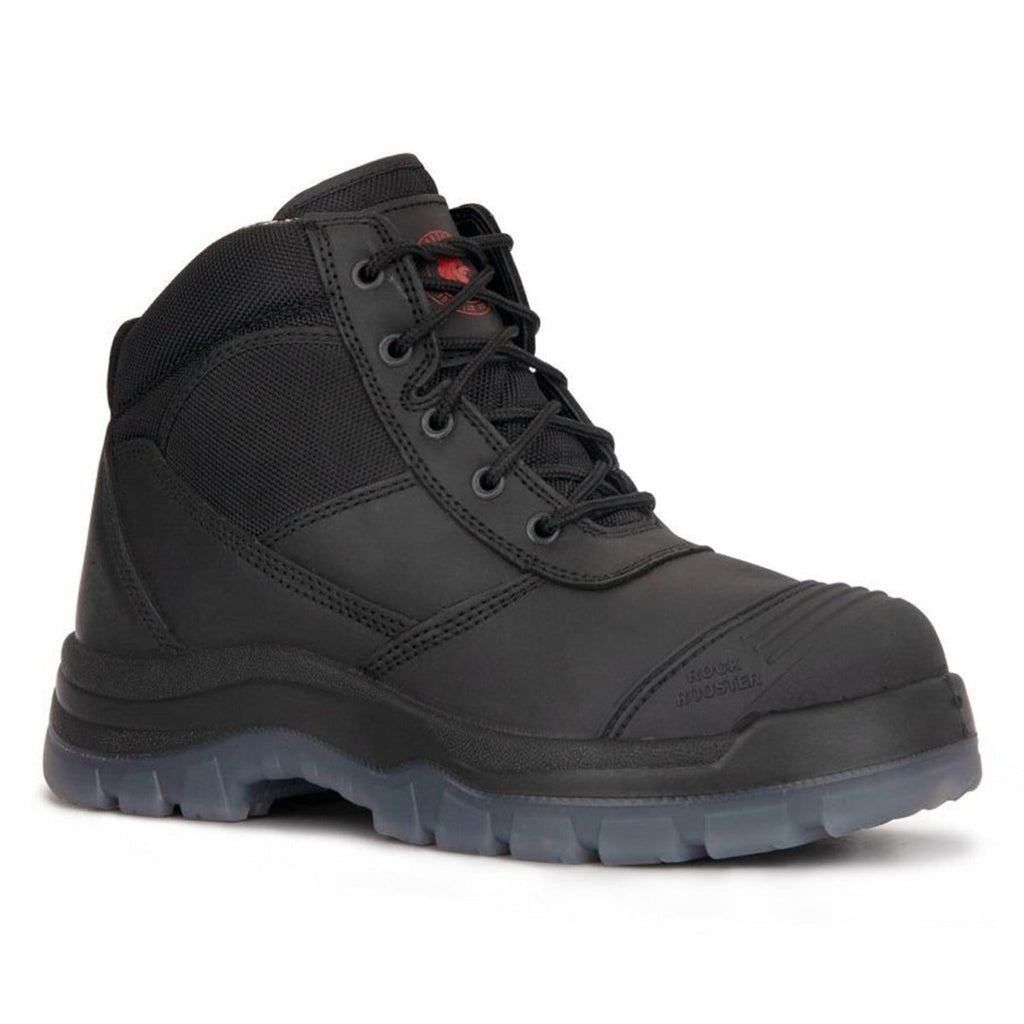 Crisson Black Zip-Side Steel Toe Leather Work Boots