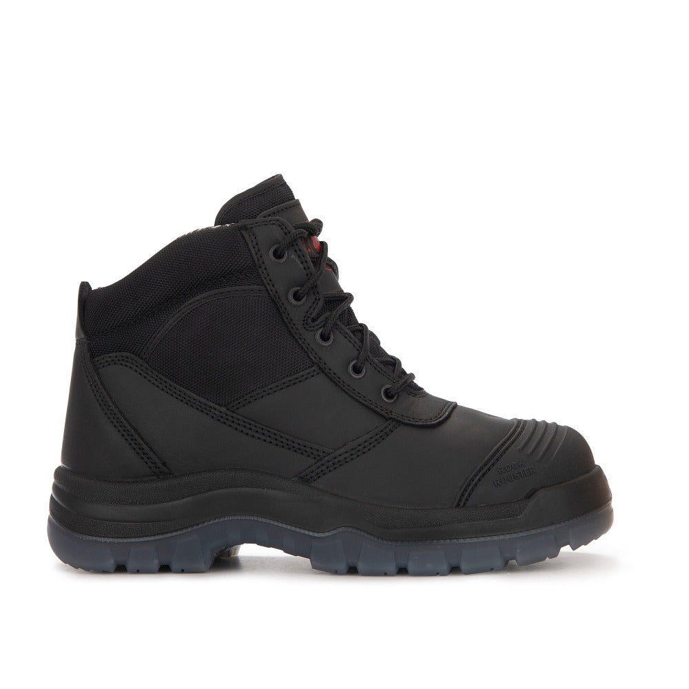 Crisson Black Zip-Side Steel Toe Leather Work Boots