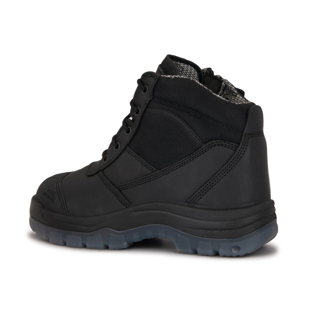 Crisson Black Zip-Side Steel Toe Leather Work Boots